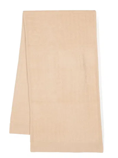 Pinko Logo-jacquard Terry-cloth Scarf In Neutrals