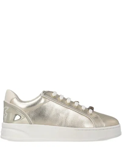 Pinko Logo Lace-up Sneakers In Gold