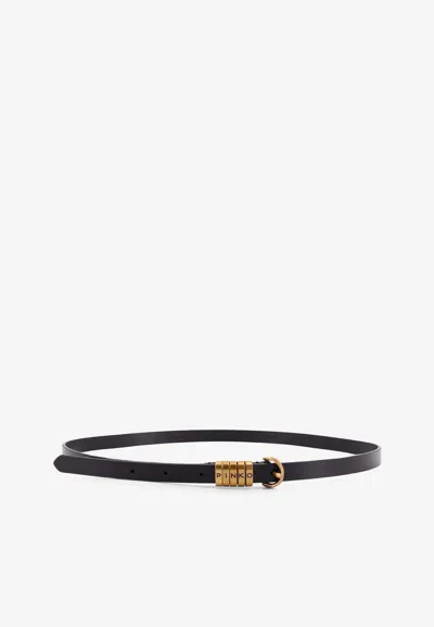 Pinko Logo Leather Belt In Black