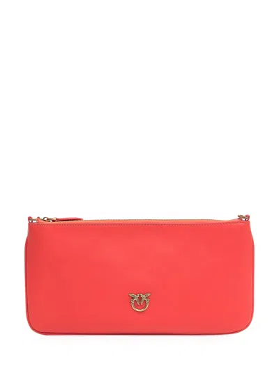 Pinko Logo Mini Pochette Shoulder Bag In Rosso Mandarino