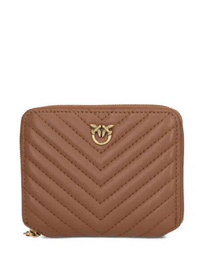 Pinko Logo-palque Wallet In Brown