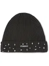 Pinko Ribbed Cap Style With Crystals In Black