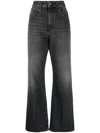 Pinko Logo-patch Bootcut Denim Jeans In Black