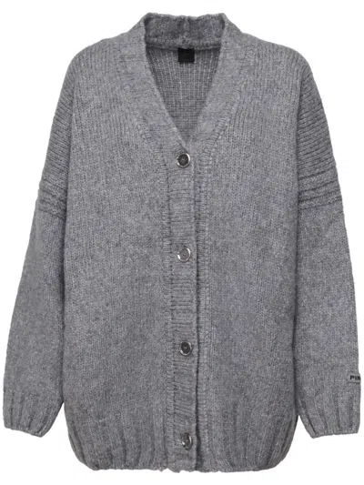 Pinko Blended Wool Cardigan In Grey