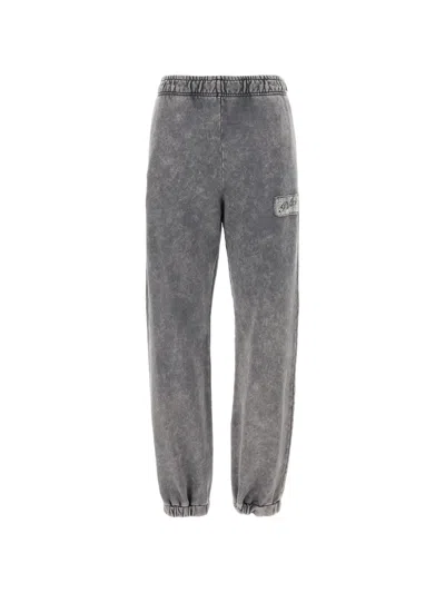 Pinko Logo-patch Elastic-waist Track Pants In Gray