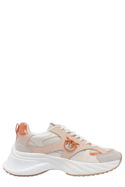 Pinko Neutral-coloured Ariel Sneakers With Patent Details In Beige