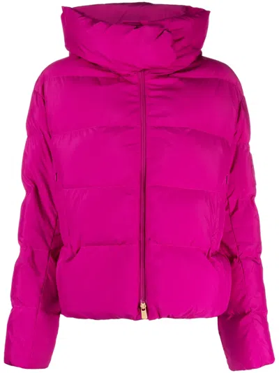 Pinko Logo-patch Padded Jacket In Purple