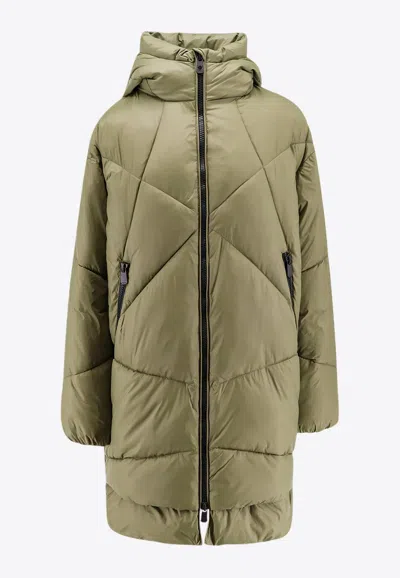 Pinko Logo Patch Padded Parka In Green