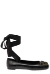 Pinko Black Ballerinas With Black Ribbon In Leather Woman