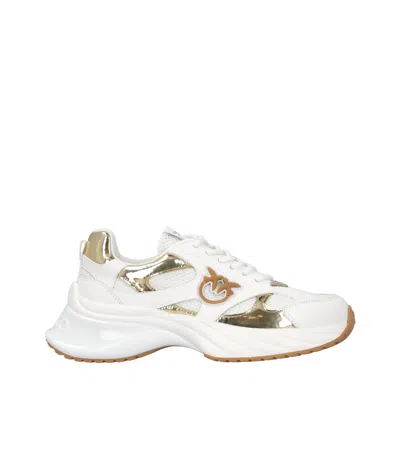 Pinko Logo-patch Round Toe Sneakers In White