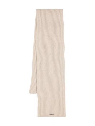 Pinko Logo-patch Scarf In Neutrals