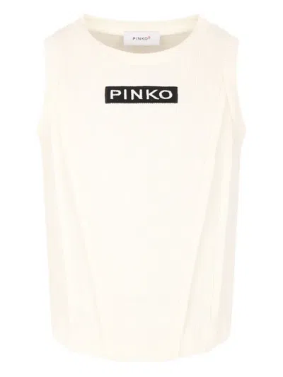 Pinko Kids' Logo-patch Top In White
