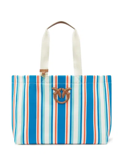 Pinko Logo-patch Tote Bag In Blue