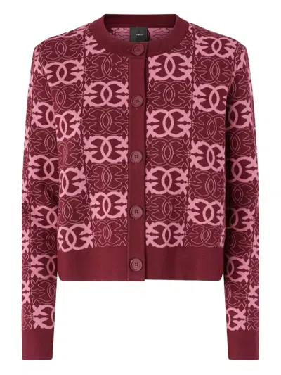 Pinko Cardigan With Love Birds Logo In Burgundy
