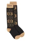 Pinko Socks With All-over Jacquard Logo In Black