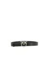 Pinko Logo Birds Leather Belt In Black