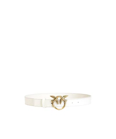 Pinko Logo Plaque Buckle Belt In White