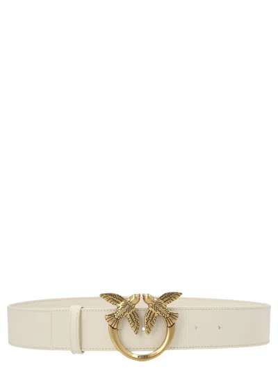 Pinko Logo Plaque Buckle Belt In White