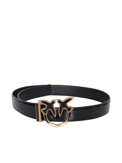 Pinko Logo Plaque Buckled Belt In Black