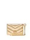 Pinko Love Chain Sheepskin Cardholder In Gold