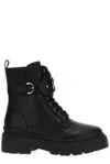 Pinko Love Birds Leather Boots In Nero