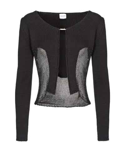 Pinko Logo-plaque Knitted Top In Black