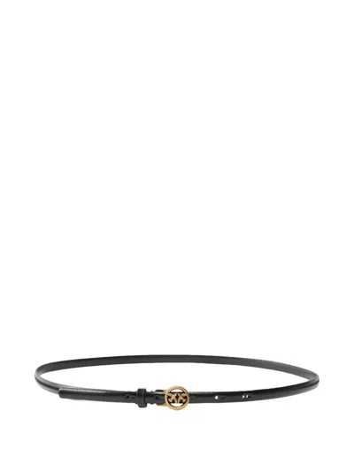 Pinko Logo-plaque Leather Belt In Black