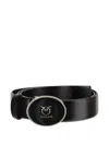 Pinko Black Belt With Logo Plaque Closure In Leather Woman In Black