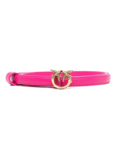 Pinko Logo-plaque Leather Belt In Pink