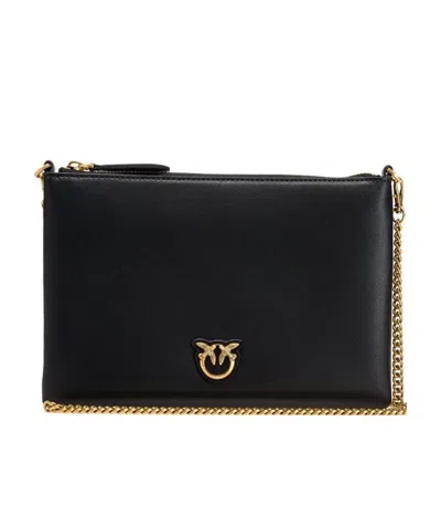PINKO LOGO-PLAQUE LEATHER SATCHEL BAG