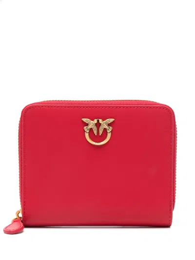 Pinko Logo-plaque Leather Wallet In Red