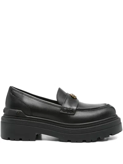 Pinko Logo-plaque Platform Loafers In Black