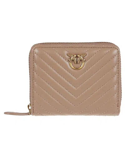 Pinko Logo Plaque Quilted Zipped Wallet