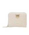 Pinko Logo Plaque Quilted Zipped Wallet In Nude