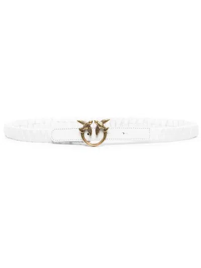 Pinko Logo-plaque Sheepskin Belt In White
