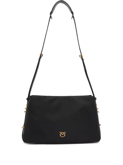 Pinko Structured Black Calfskin Triple Compartment Crossbody Bag