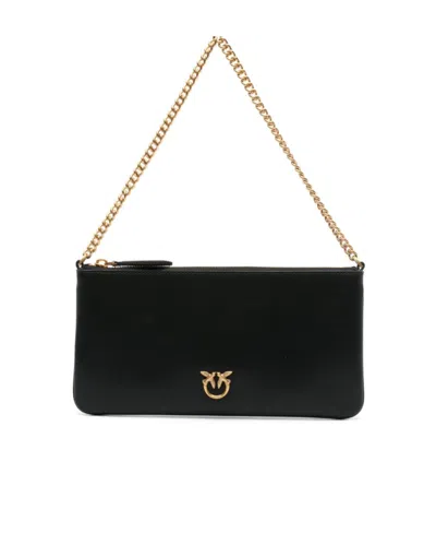 Pinko Logo Plaque Shoulder Bag In Black
