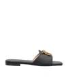 Pinko Logo Plaque Slip-on Sandals In Black