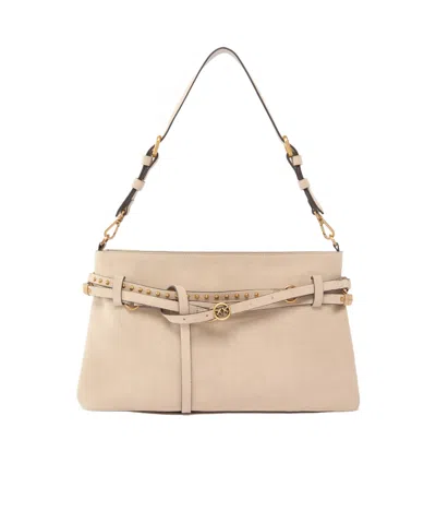 Pinko Logo-plaque Stud Shoulder Bag In Neutral