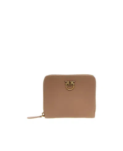 Pinko Logo Plaque Zip-around Wallet In Sand
