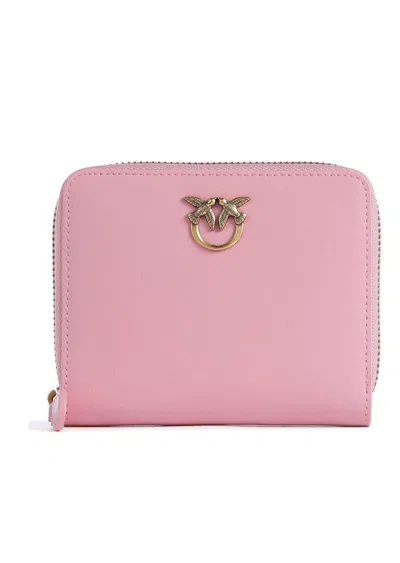 Pinko Logo Plaque Zip Around Wallet In Q Rosa Marino