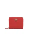 Pinko Square Leather Zip-around Purse In Red