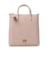 Pinko Logo Plaque Zip-up Small Top Handle Bag In Nude