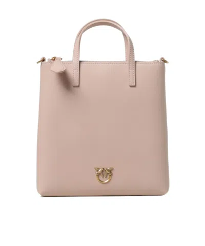 Pinko Logo Plaque Zip-up Small Top Handle Bag In Nude