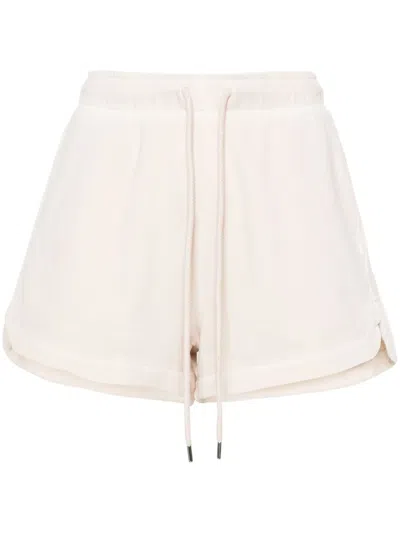 Pinko Logo-print Cotton Shorts In Neutrals