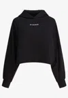 Pinko Logo Print Cropped Hooded Sweatshirt In Black