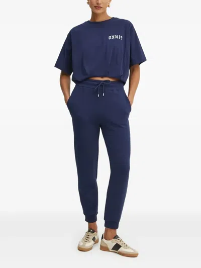 Pinko Logo-print Cropped T-shirt In Blue