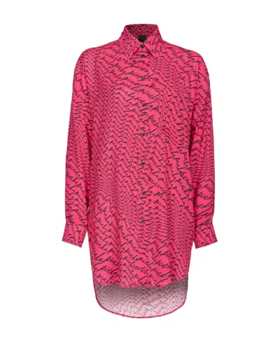 Pinko Logo-print Long-sleeve Shirt In Red