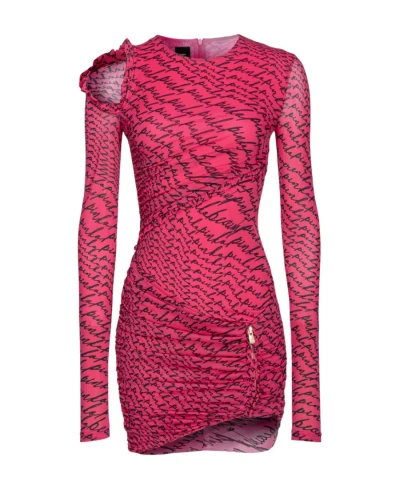 Pinko Logo-print Mini Dress In Red