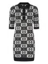 Pinko Logo-print Polo-neck Day Dress In Black
